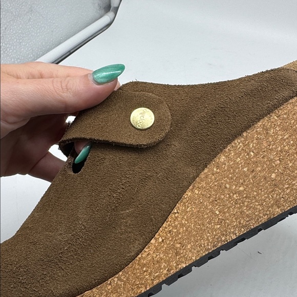 Birkenstock Papillio Fanny Ring-Buckle Suede Leather Clogs Dark Tea Brown - Picture 9 of 15